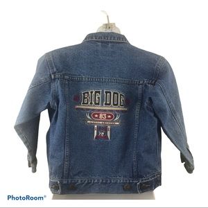 Vtg 90 Big Dog Denim Jean Jacket Trucker Boys 6-7 Embroidered